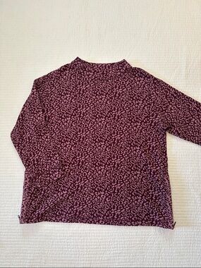 Talbots Burgundy Leopard-Print Pullover Sweatshirt 2X